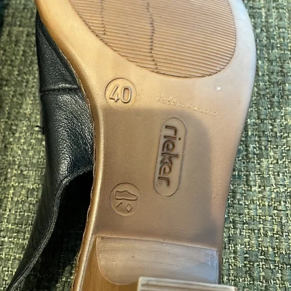 Rieker black leather sling back shoes (sz 40) - Picture 9 of 12